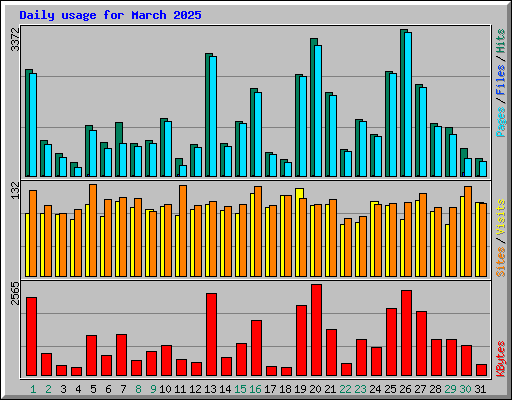 Daily usage for March 2025